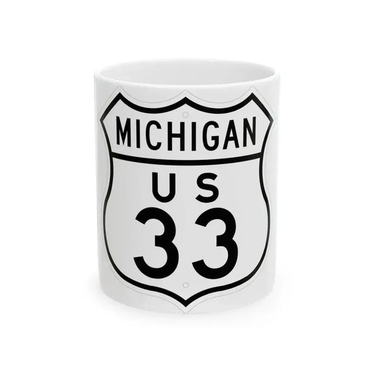 US 33 Michigan 1948 (Michigan) (Road Sign) White Coffee Mug 11oz - Go Mug Yourself