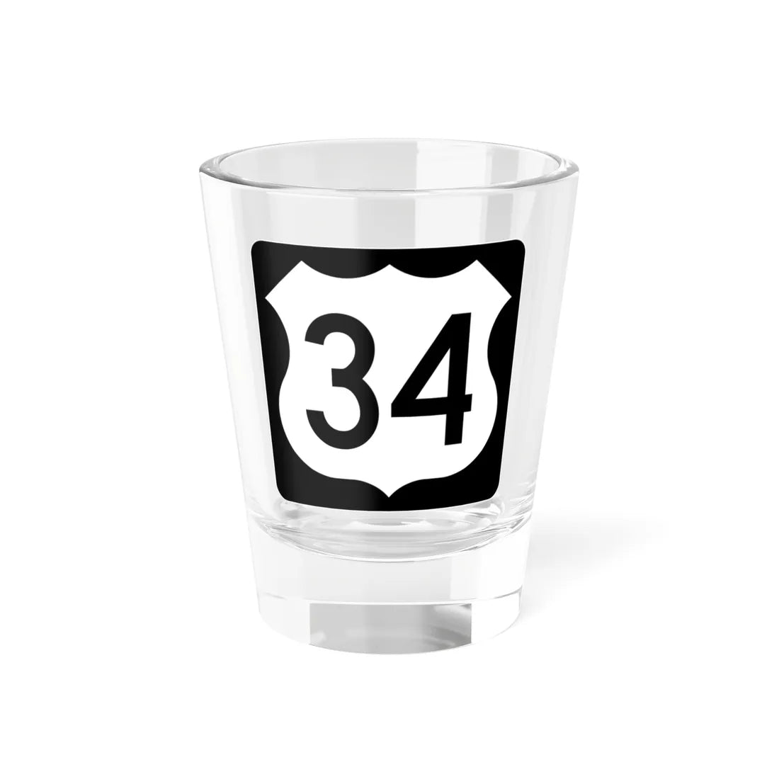 US 34 IA (Iowa) (Road Sign) Shot Glass 1.5oz 1.5oz - Go Mug Yourself
