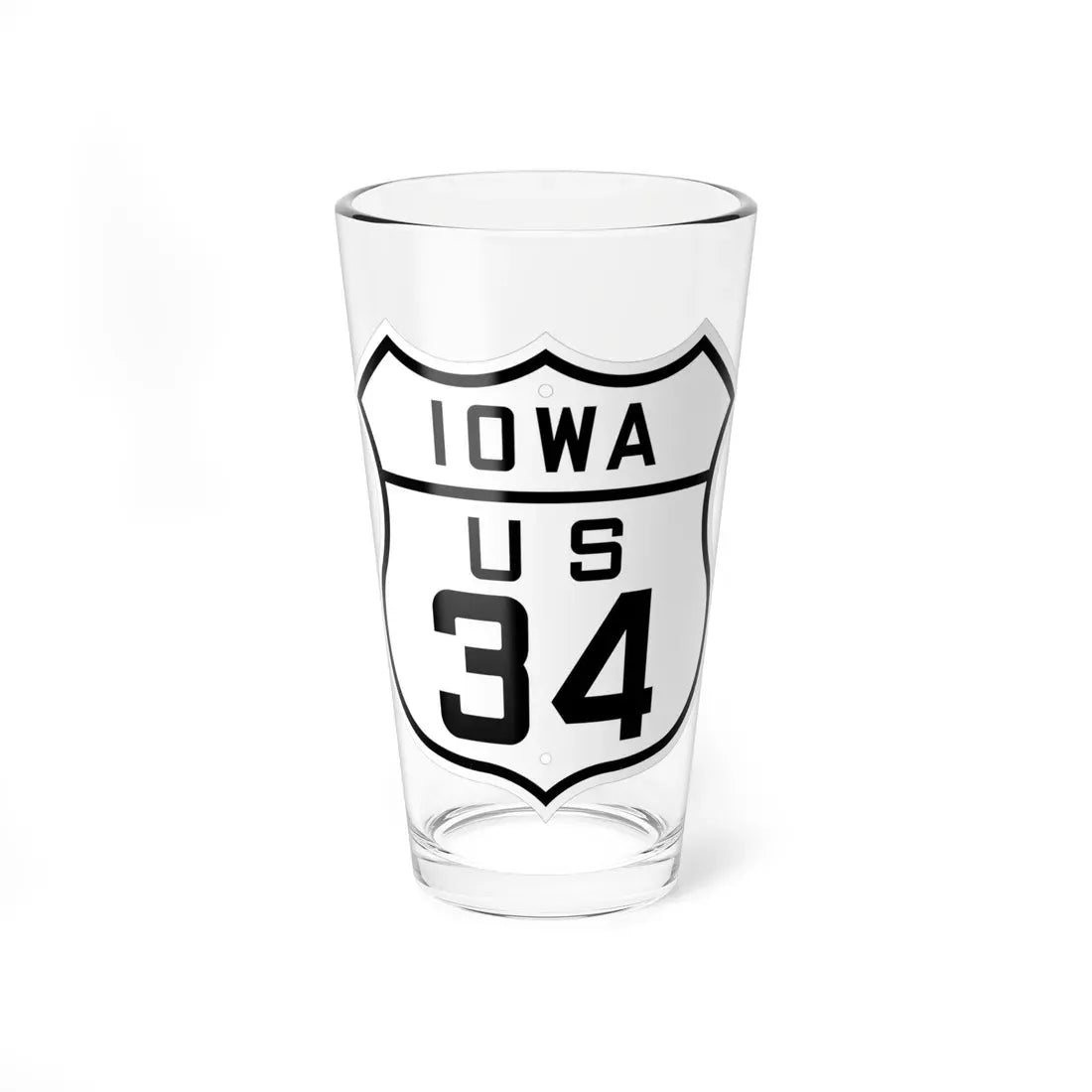US 34 Iowa 1926 (Iowa) (Road Sign) Pint Glass 16oz 16oz - Go Mug Yourself
