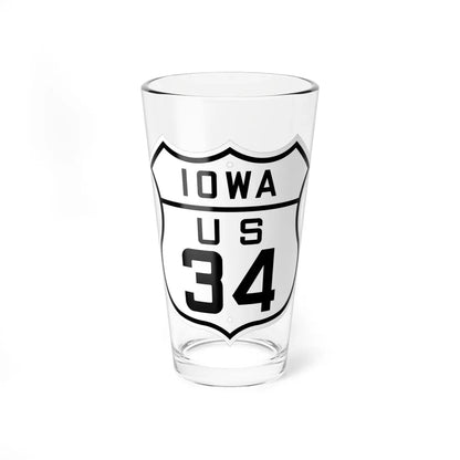 US 34 Iowa 1926 (Iowa) (Road Sign) Pint Glass 16oz 16oz - Go Mug Yourself