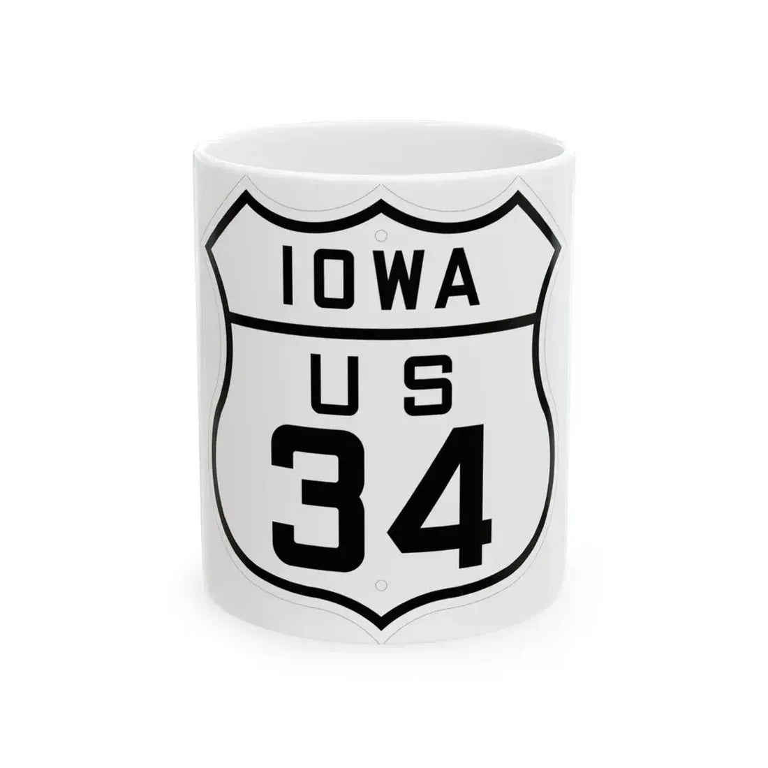 US 34 Iowa 1926 (Iowa) (Road Sign) White Coffee Mug 11oz - Go Mug Yourself