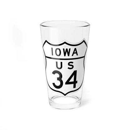 US 34 Iowa 1948 (Iowa) (Road Sign) Pint Glass 16oz 16oz - Go Mug Yourself