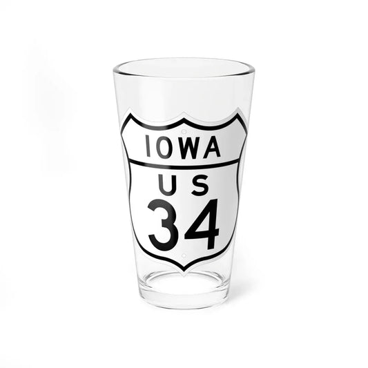 US 34 Iowa 1948 (Iowa) (Road Sign) Pint Glass 16oz 16oz - Go Mug Yourself