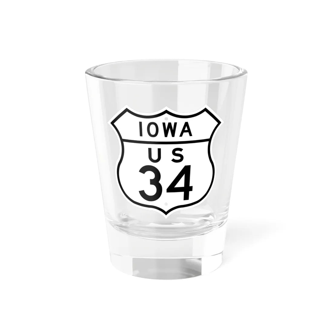 US 34 Iowa 1948 (Iowa) (Road Sign) Shot Glass 1.5oz 1.5oz - Go Mug Yourself