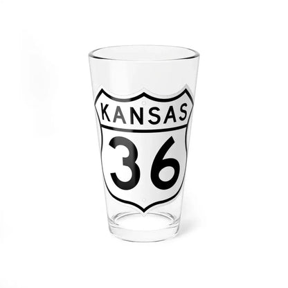 US 36 Kansas 1962 (Kansas) (Road Sign) Pint Glass 16oz 16oz - Go Mug Yourself