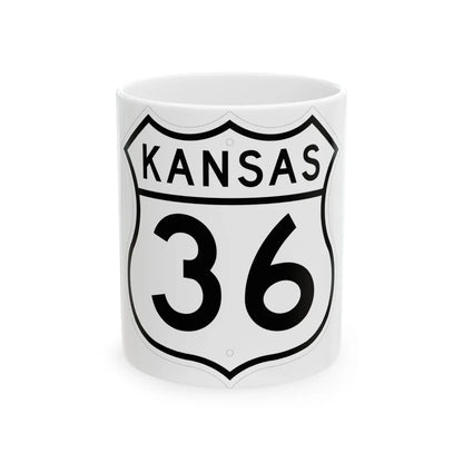 US 36 Kansas 1962 (Kansas) (Road Sign) White Coffee Mug 11oz - Go Mug Yourself