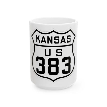 US 383 Kansas 1926 (Kansas) (Road Sign) White Coffee Mug 15oz - Go Mug Yourself
