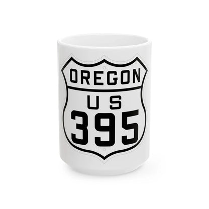 US 395 Oregon 1926 (Oregon) (Road Sign) White Coffee Mug 15oz - Go Mug Yourself