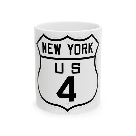 US 4 New York 1926 (New York) (Road Sign) White Coffee Mug 11oz - Go Mug Yourself