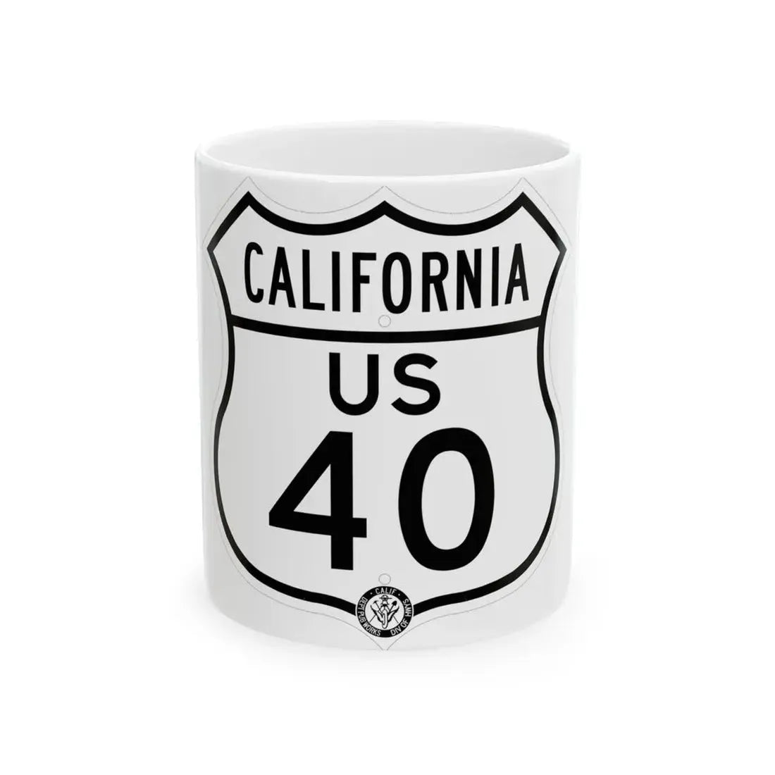 US 40 California 1948 (California) (Road Sign) White Coffee Mug 11oz - Go Mug Yourself