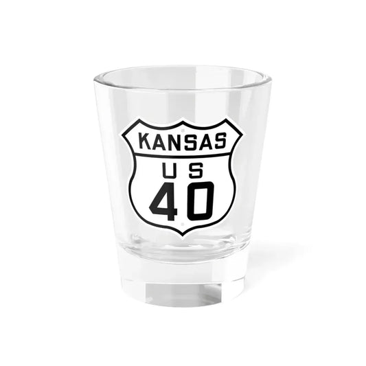 US 40 Kansas 1926 (Kansas) (Road Sign) Shot Glass 1.5oz 1.5oz - Go Mug Yourself