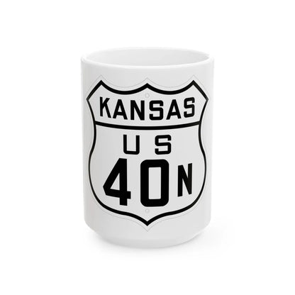 US 40N Kansas 1926 (Kansas) (Road Sign) White Coffee Mug 15oz - Go Mug Yourself