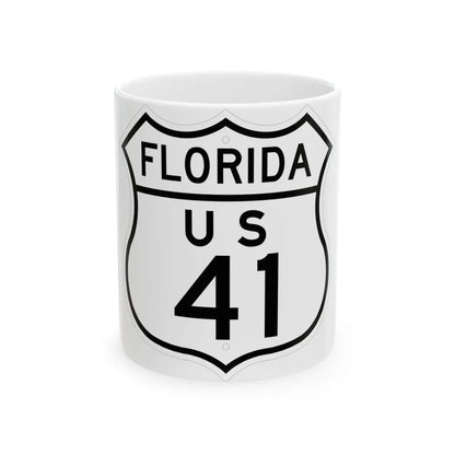 US 41 Florida 1948 (Florida) (Road Sign) White Coffee Mug 11oz - Go Mug Yourself