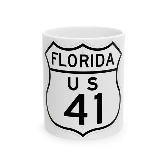 US 41 Florida 1948 (Florida) (Road Sign) White Coffee Mug 11oz - Go Mug Yourself