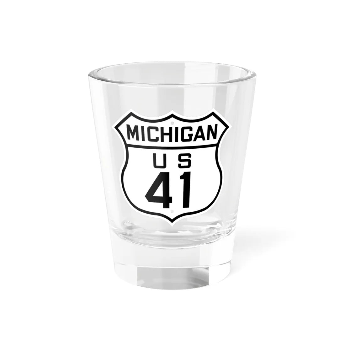 US 41 Michigan 1926 (Michigan) (Road Sign) Shot Glass 1.5oz 1.5oz - Go Mug Yourself