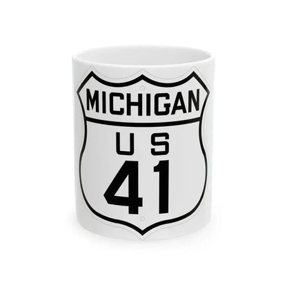 US 41 Michigan 1926 (Michigan) (Road Sign) White Coffee Mug 11oz - Go Mug Yourself