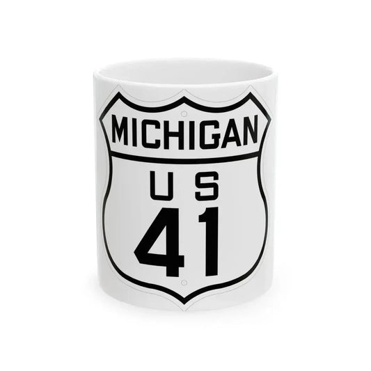 US 41 Michigan 1926 (Michigan) (Road Sign) White Coffee Mug 11oz - Go Mug Yourself