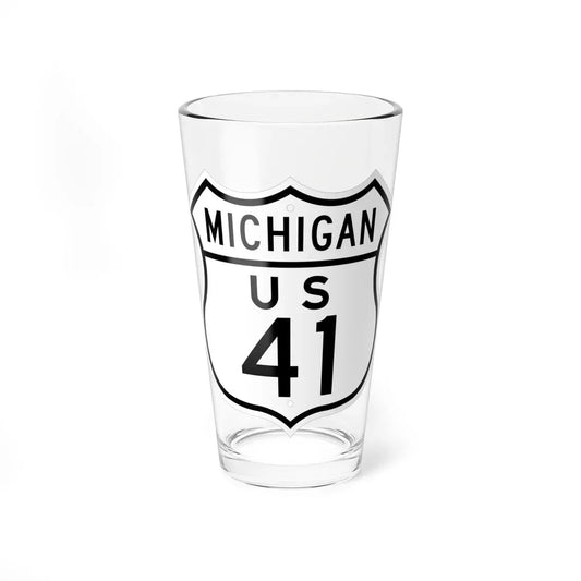 US 41 Michigan 1948 (Michigan) (Road Sign) Pint Glass 16oz 16oz - Go Mug Yourself
