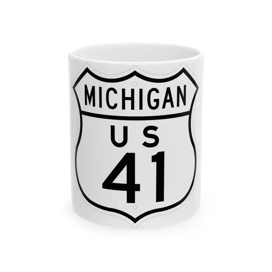 US 41 Michigan 1948 (Michigan) (Road Sign) White Coffee Mug 11oz - Go Mug Yourself