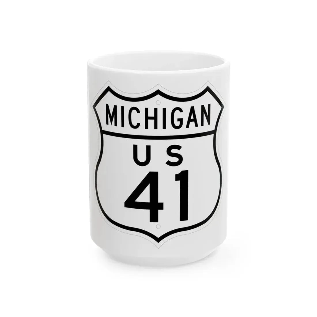 US 41 Michigan 1948 (Michigan) (Road Sign) White Coffee Mug 15oz - Go Mug Yourself