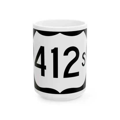US 412S (Arkansas) (Road Sign) White Coffee Mug 15oz - Go Mug Yourself