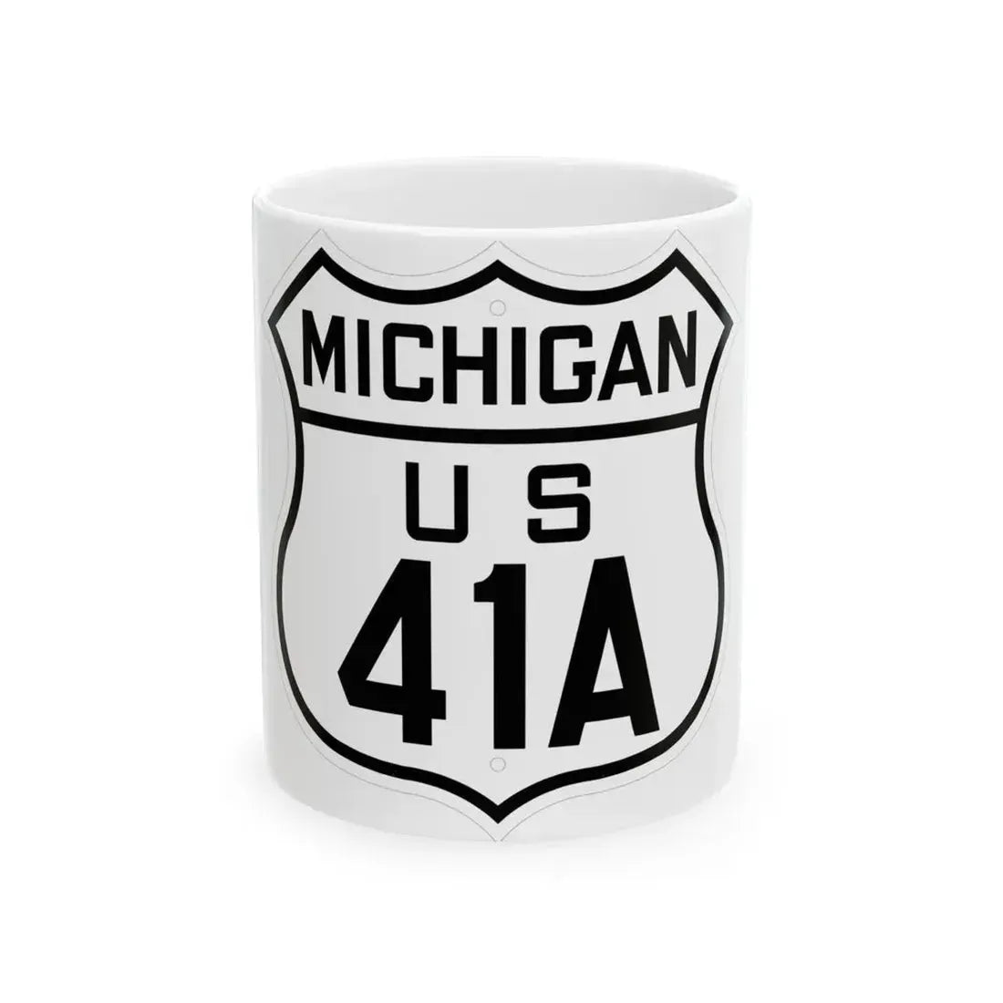 US 41A Michigan 1926 (Michigan) (Road Sign) White Coffee Mug 11oz - Go Mug Yourself