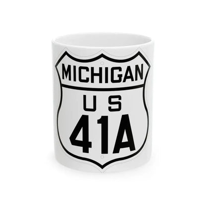 US 41A Michigan 1926 (Michigan) (Road Sign) White Coffee Mug 11oz - Go Mug Yourself