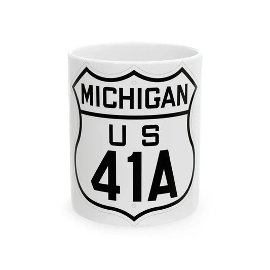 US 41A Michigan 1926 (Michigan) (Road Sign) White Coffee Mug 11oz - Go Mug Yourself