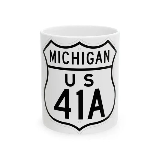 US 41A Michigan 1948 (Michigan) (Road Sign) White Coffee Mug 11oz - Go Mug Yourself