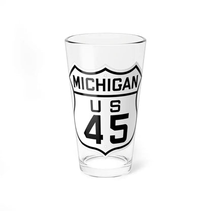 US 45 Michigan 1926 (Michigan) (Road Sign) Pint Glass 16oz 16oz - Go Mug Yourself