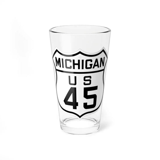 US 45 Michigan 1926 (Michigan) (Road Sign) Pint Glass 16oz 16oz - Go Mug Yourself