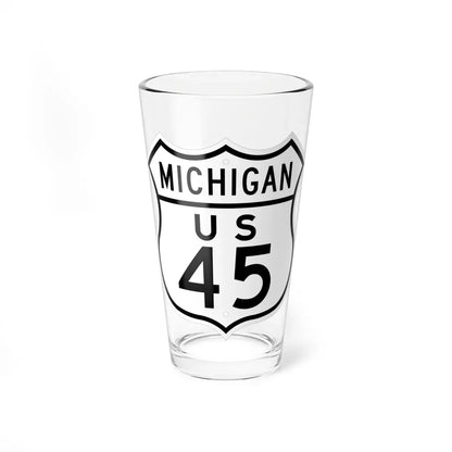 US 45 Michigan 1948 (Michigan) (Road Sign) Pint Glass 16oz 16oz - Go Mug Yourself