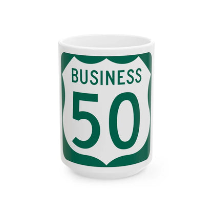 US 50 Business MD (Maryland) (Road Sign) White Coffee Mug 15oz - Go Mug Yourself