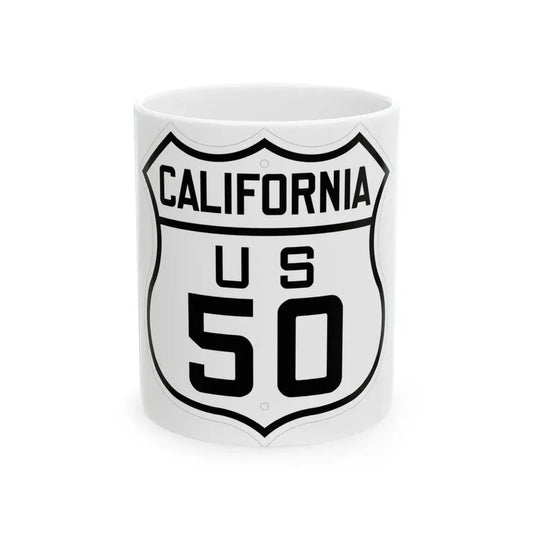 US 50 California 1926 (California) (Road Sign) White Coffee Mug 11oz - Go Mug Yourself