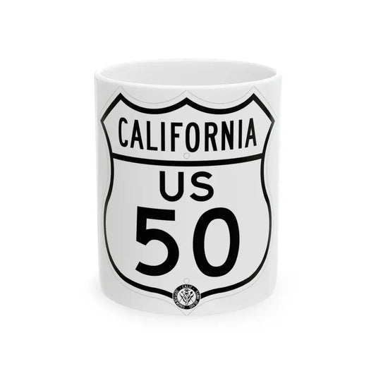US 50 California 1948 (California) (Road Sign) White Coffee Mug 11oz - Go Mug Yourself