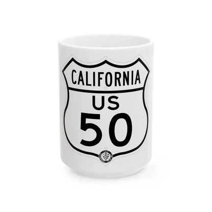 US 50 California 1948 (California) (Road Sign) White Coffee Mug 15oz - Go Mug Yourself
