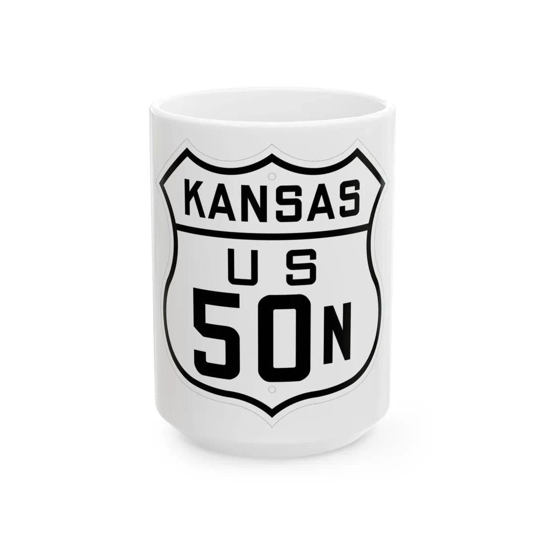 US 50N Kansas 1926 (Kansas) (Road Sign) White Coffee Mug 15oz - Go Mug Yourself