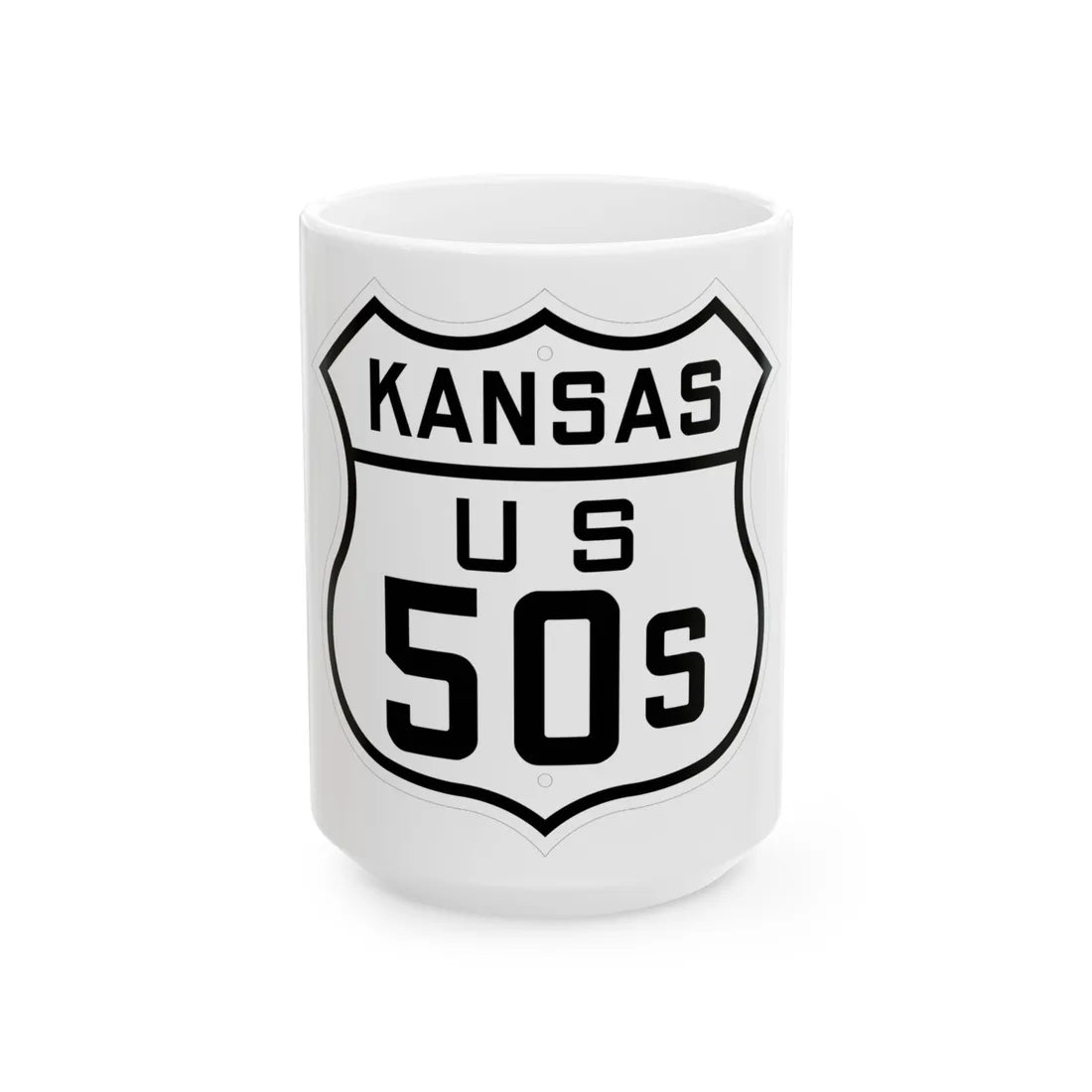 US 50S Kansas 1926 (Kansas) (Road Sign) White Coffee Mug 15oz - Go Mug Yourself