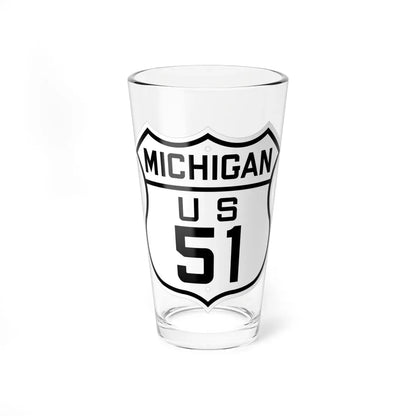 US 51 Michigan 1926 (Michigan) (Road Sign) Pint Glass 16oz 16oz - Go Mug Yourself