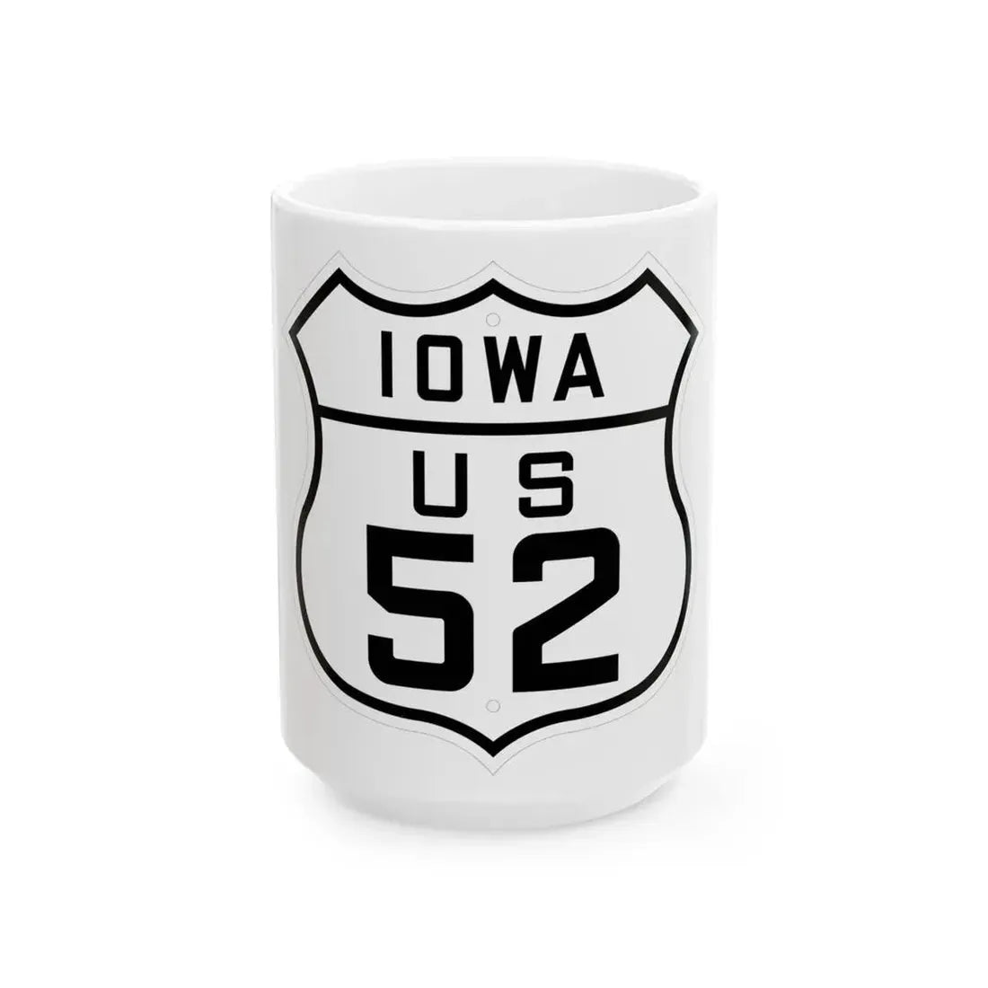 US 52 Iowa 1926 (Iowa) (Road Sign) White Coffee Mug 15oz - Go Mug Yourself
