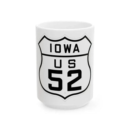 US 52 Iowa 1926 (Iowa) (Road Sign) White Coffee Mug 15oz - Go Mug Yourself