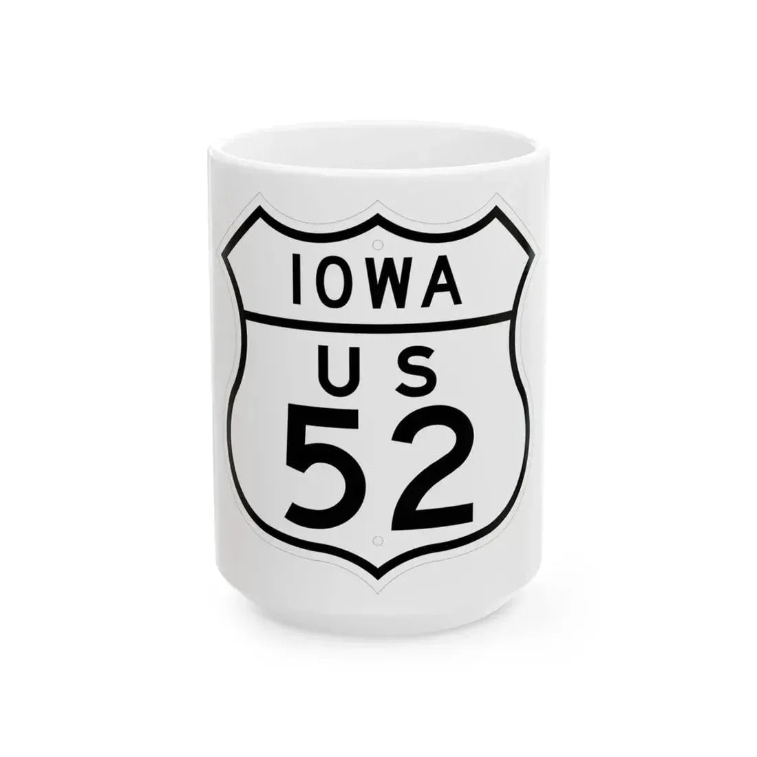 US 52 Iowa 1948 (Iowa) (Road Sign) White Coffee Mug 15oz - Go Mug Yourself