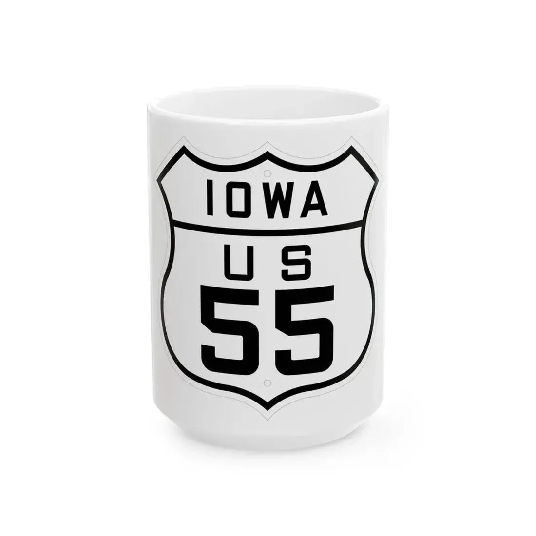 US 55 Iowa 1926 (Iowa) (Road Sign) White Coffee Mug 15oz - Go Mug Yourself