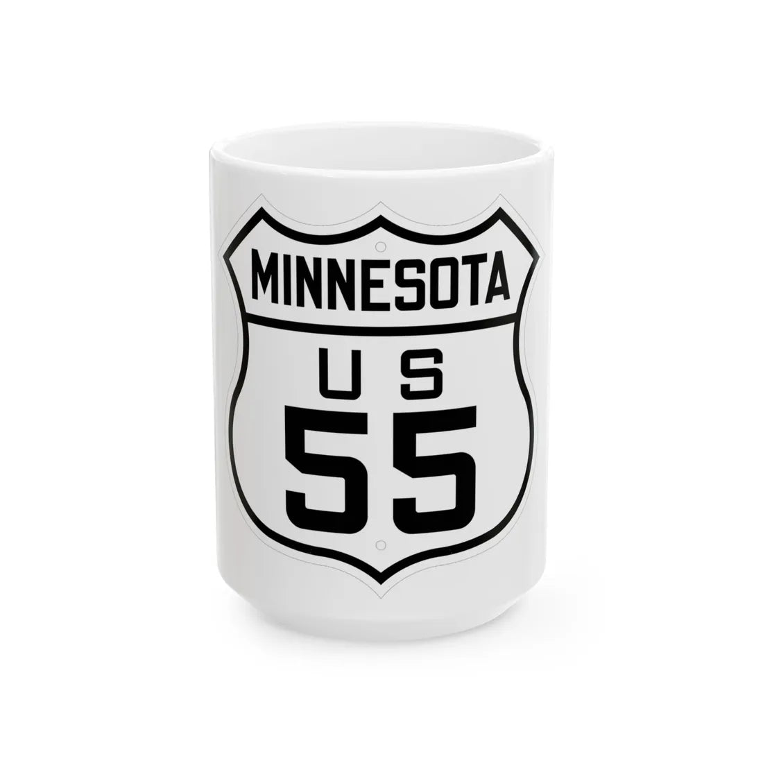 US 55 Minnesota 1926 (Minnesota) (Road Sign) White Coffee Mug 15oz - Go Mug Yourself