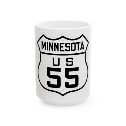 US 55 Minnesota 1926 (Minnesota) (Road Sign) White Coffee Mug 15oz - Go Mug Yourself