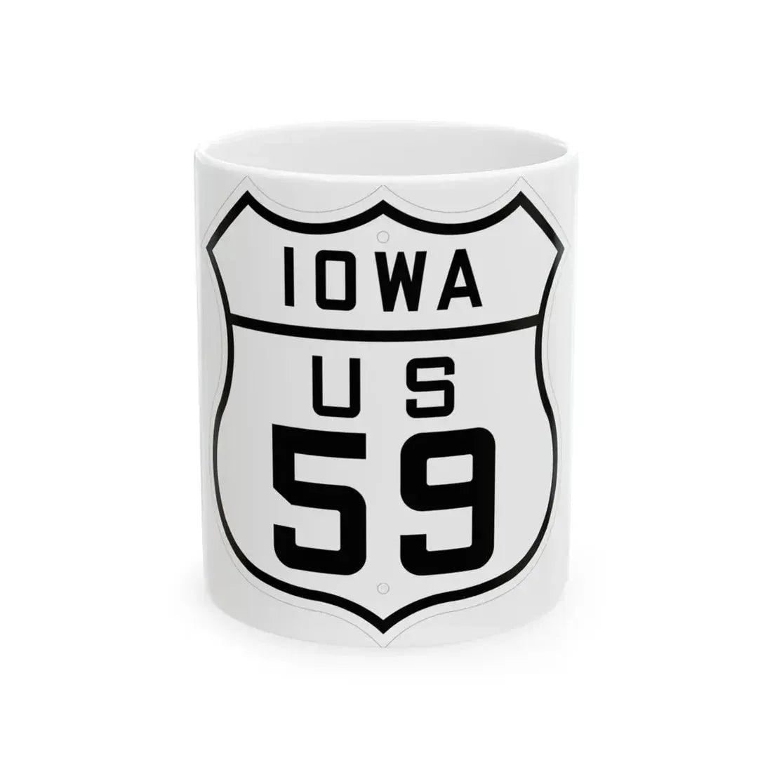 US 59 Iowa 1926 (Iowa) (Road Sign) White Coffee Mug 11oz - Go Mug Yourself