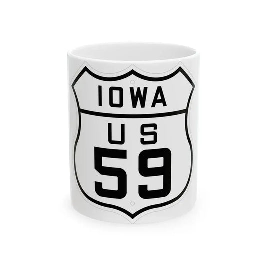 US 59 Iowa 1926 (Iowa) (Road Sign) White Coffee Mug 11oz - Go Mug Yourself