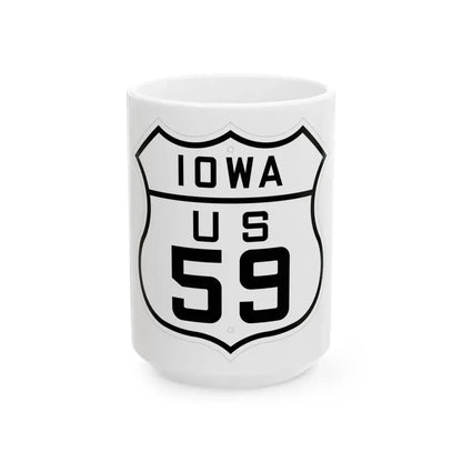 US 59 Iowa 1926 (Iowa) (Road Sign) White Coffee Mug 15oz - Go Mug Yourself
