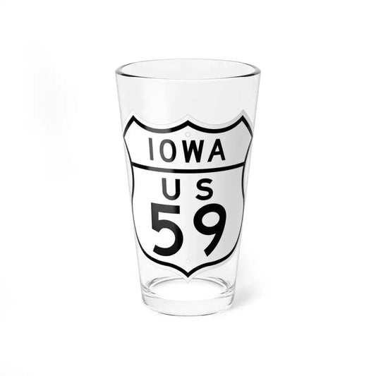 US 59 Iowa 1948 (Iowa) (Road Sign) Pint Glass 16oz 16oz - Go Mug Yourself