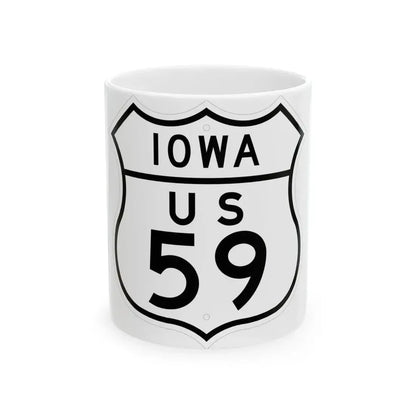 US 59 Iowa 1948 (Iowa) (Road Sign) White Coffee Mug 11oz - Go Mug Yourself